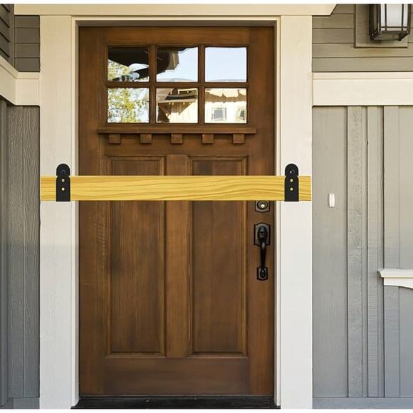 2 Pack Heavy Duty 2x4 Door Barricade Brackets, Security Lock, Holder Bar, Black - Picture 2 of 5